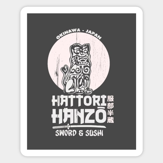 Hattori Hanzo Sword & Sushi Retro Vintage T Shirt Magnet by lateedesign